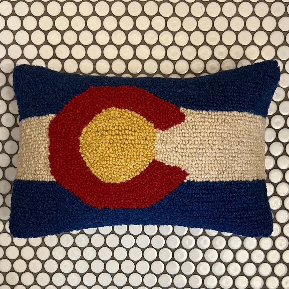 Colorado Flag Hooked Pillow